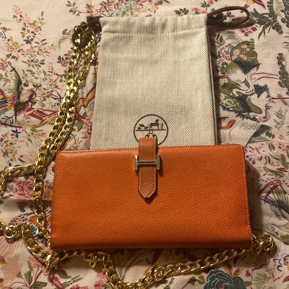 HERMES LEATHER LONG WALLET BEARN H BIFOLD PRE LOVED